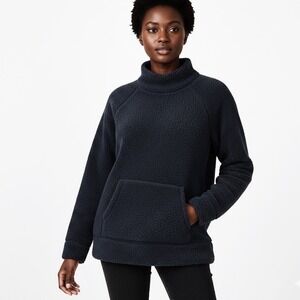 Haven Well Within Sherpa Pullover Hoodie Size M Black Cozy Lounge Fleece Casual